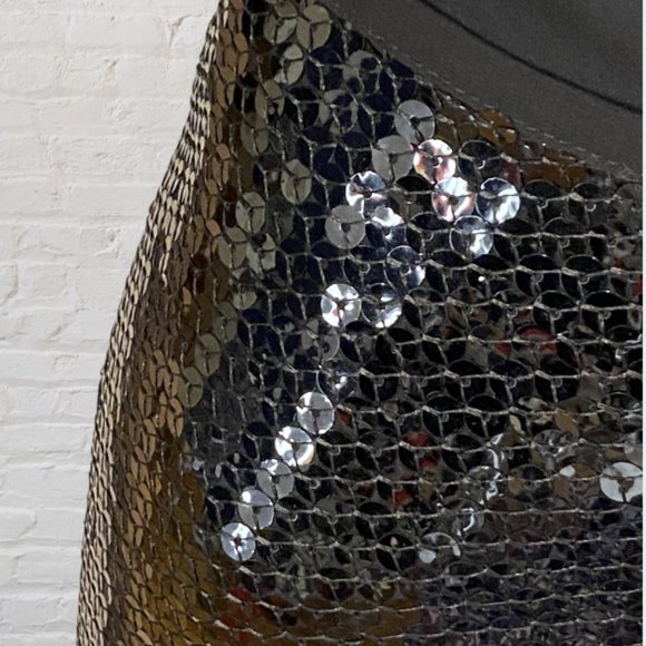 NEW CAROLE LITTLE -- Black Sequined Mini Skirt, Silk, Side Zip, NWTags - Picture 4 of 12